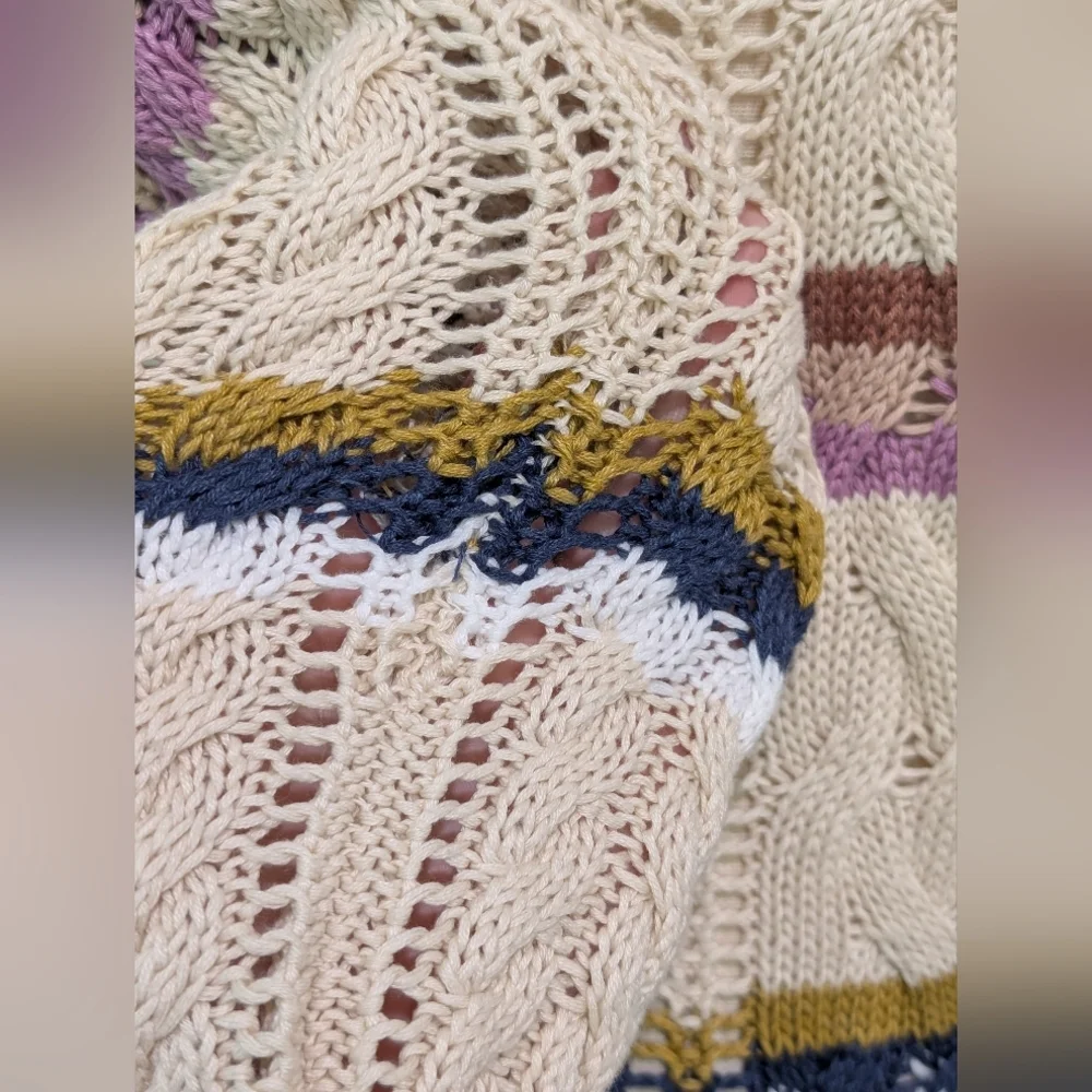 Heartloom Rossini Cable Stitch Pullover Sweater XS Fall Autumn Stripe Relaxed - Picture 12 of 12